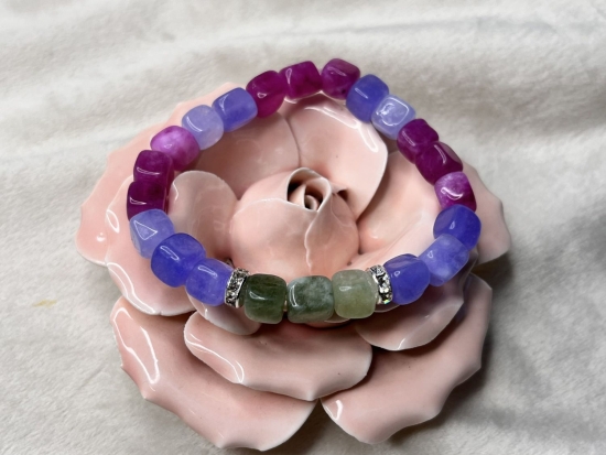 Bransoletka „Serce Natury” – turmalin zielony, amazonit niebieski, jadeit różowy & cyrkonie