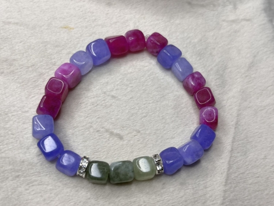 Bransoletka „Serce Natury” – turmalin zielony, amazonit niebieski, jadeit różowy & cyrkonie