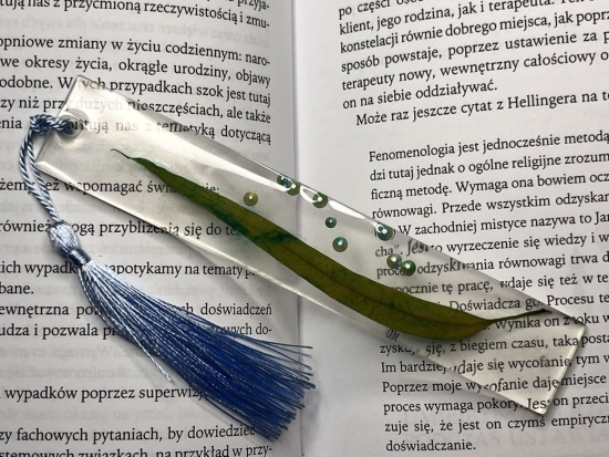 Zakładka do książki z zielonym listkiem