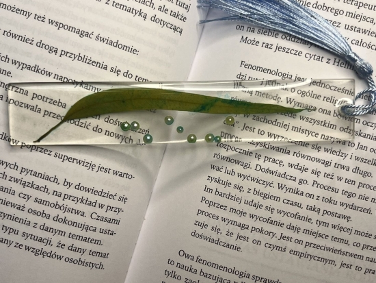 Zakładka do książki z zielonym listkiem